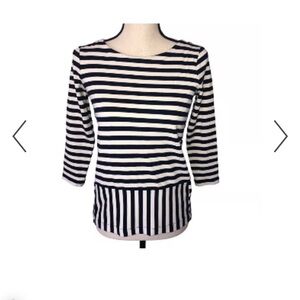 Madewell Navy and White Striped Women's Top size Medium